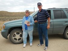 Levida Hileman and her husband. She is the author of the book "In Tar And Paint: The Inscriptions at Independence Rock and Devils Gate". It details the history behind many of the 800 plus inscriptions on Independence Rock. They were driving this section of the Oregon trail and stopped to talk for a long while.