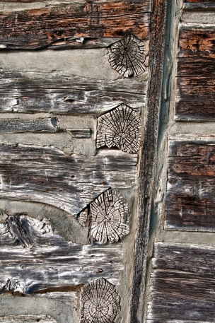 Hand hewn woodwork on Midway Pony Express Station.