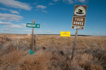 The Oregon Trail passes through the southern region of the Boardman Bombing Range. Ironically the Trail has been very well preserved though the Range. Permission is necessary to enter, I didn't have it so walked the road just south.